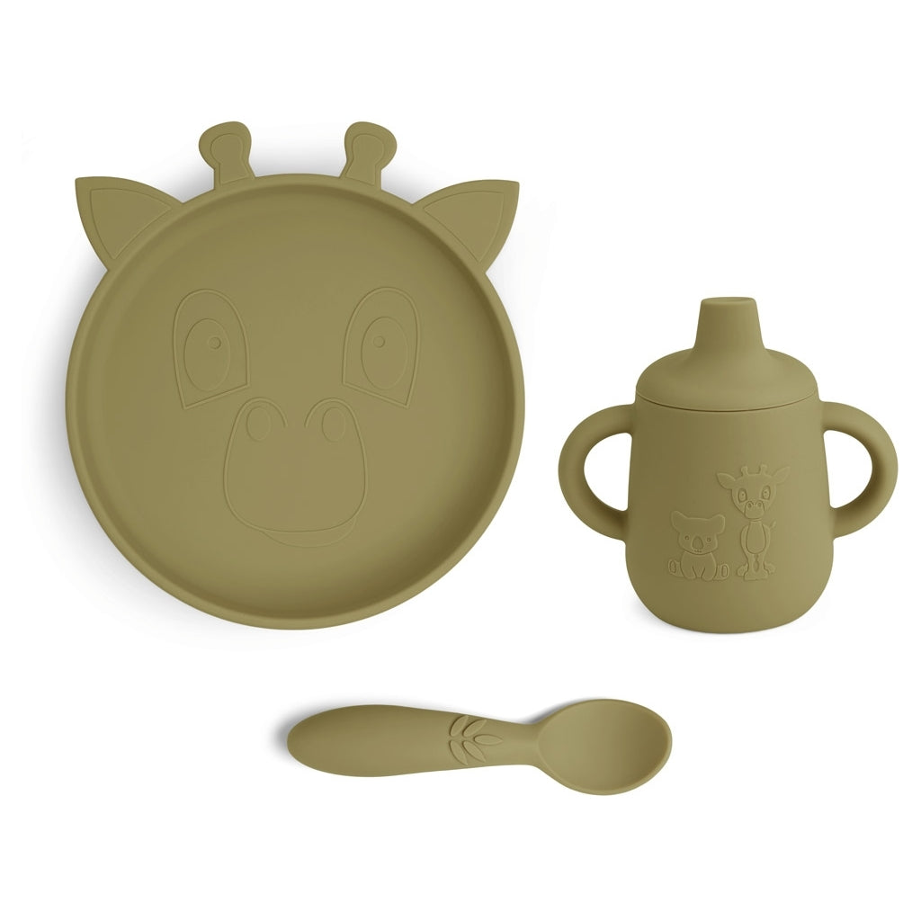 nuuroo - Silikone spisesæt - 3-pak - 100% LFGB silikone - Olive green