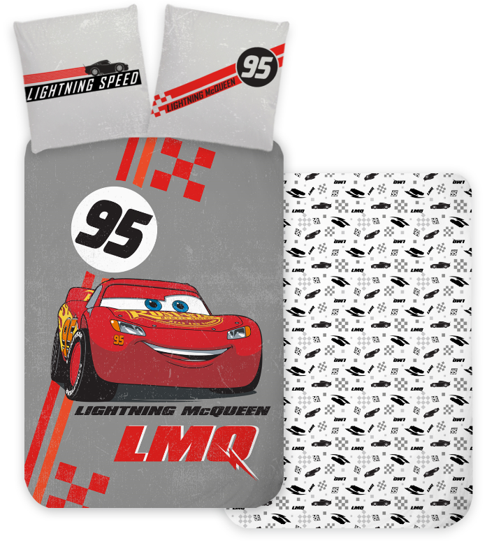 B - Senior sengetøj - Cars Lynet McQueen - 140x200 cm - 100% Bomuld