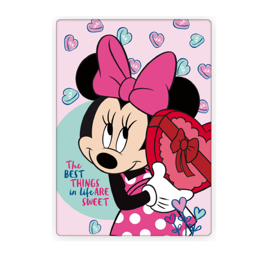 B - Børnetæppe - Minnie Mouse fleecetæppe - 100x140 cm