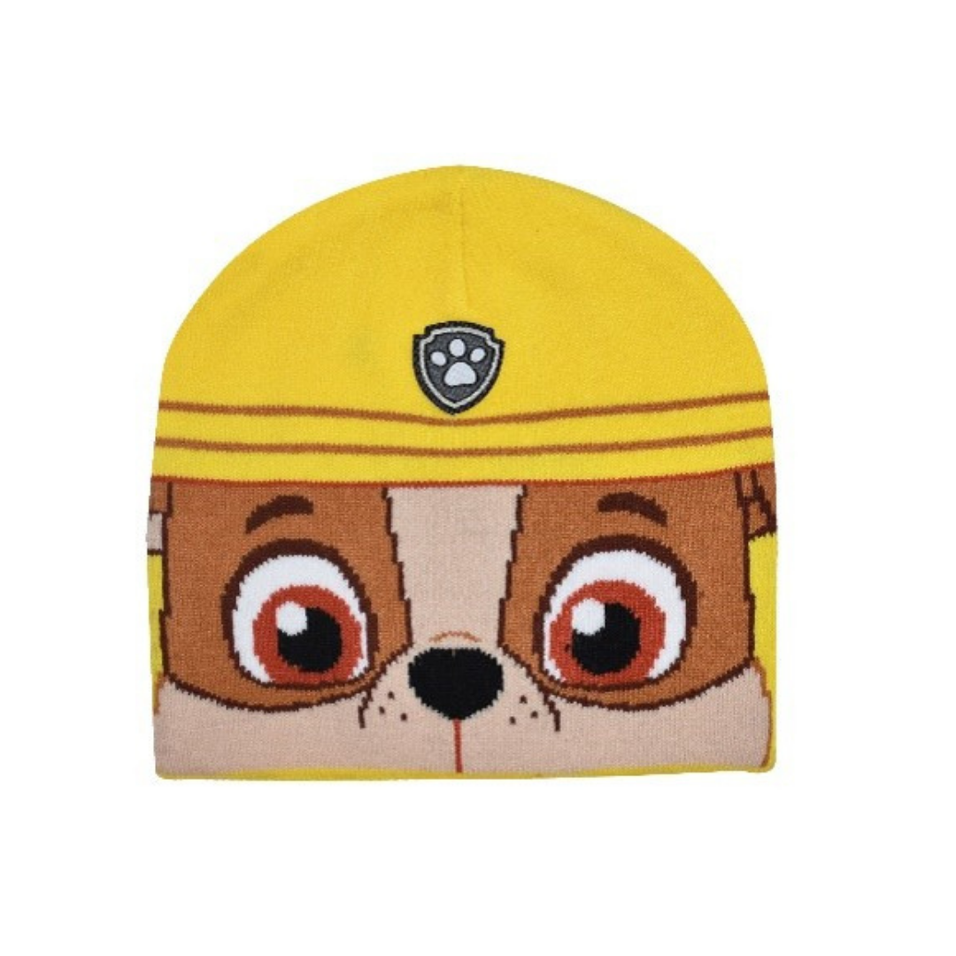 X - Paw Patrol vinterhue - Strikhue til børn - Onesize - Gul m. Rubble