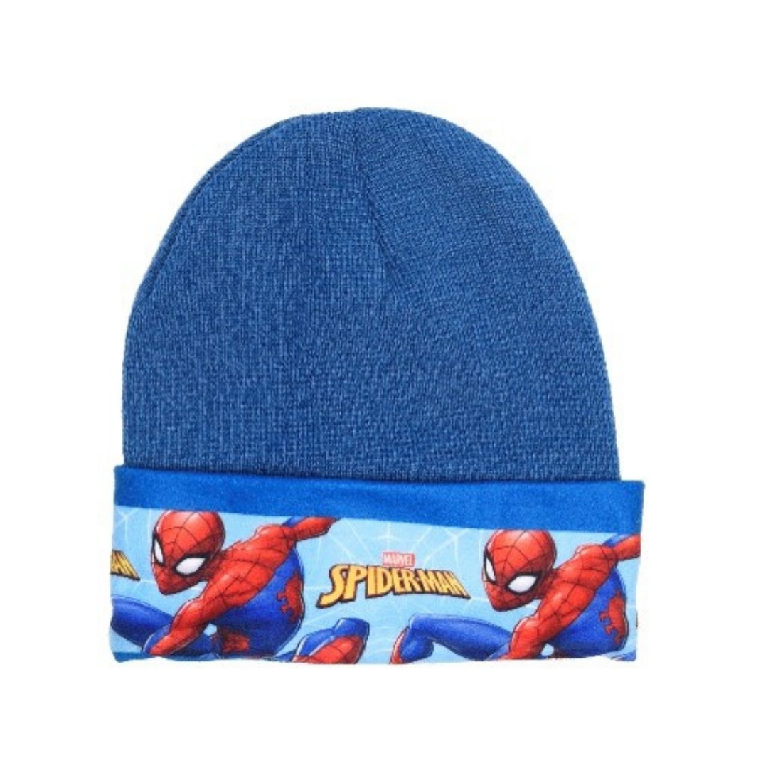 X - Spiderman vinterhue - Strikhue til børn - Onesize - Lyseblå