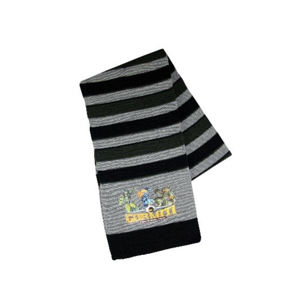 X - Gormiti halstørklæde - Onesize - Sort/gråstribet