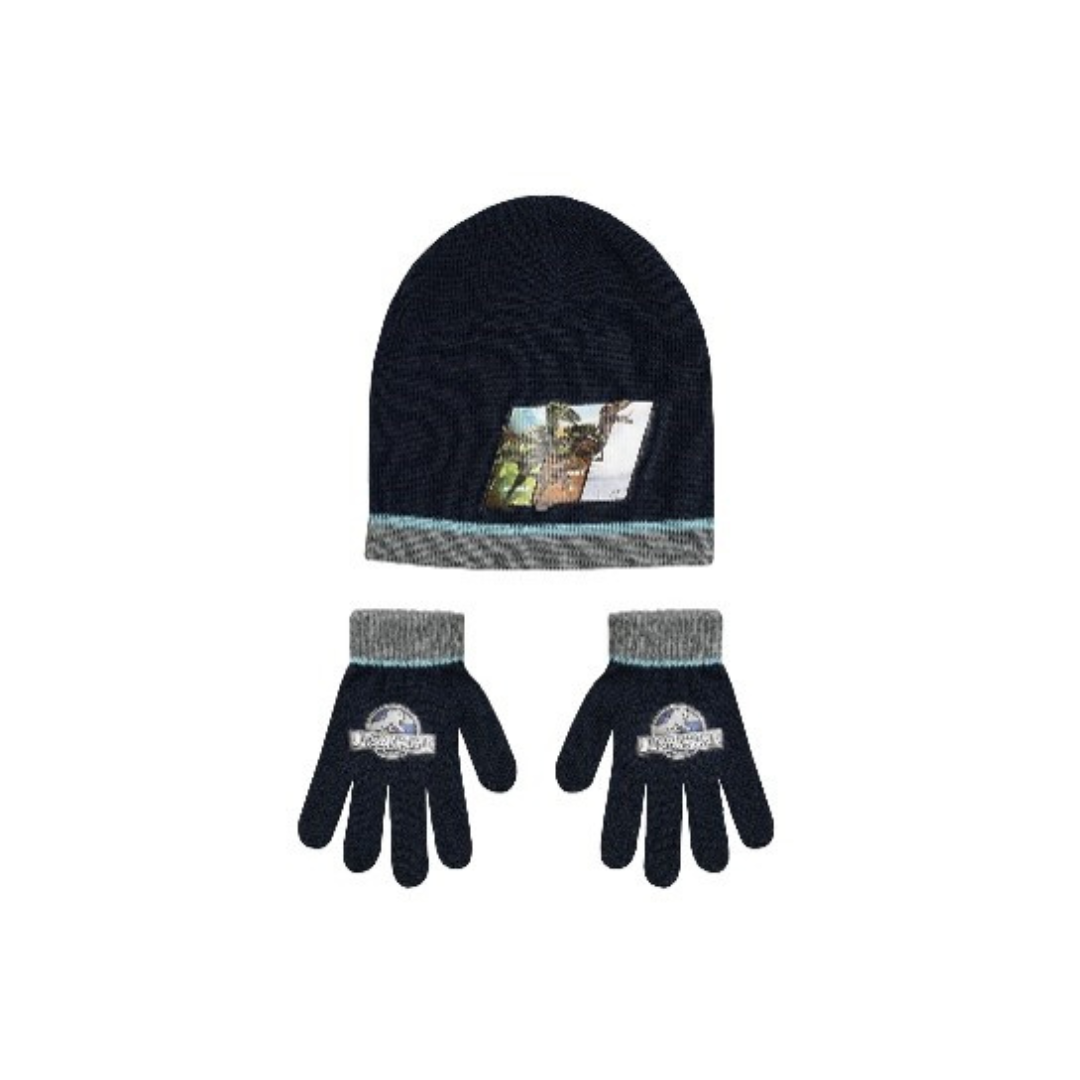 X - Jurassic World vinterhue og handsker - 2-pak - Onesize - Sort