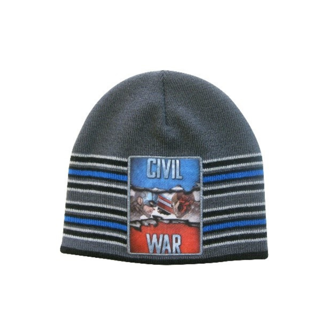 X - Captain America vinterhue - Strikhue til børn - Onesize - Grå