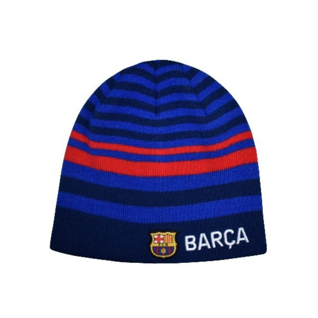X - FC Barcelona strikhue - Børnehue - Onesize - Blå med logo