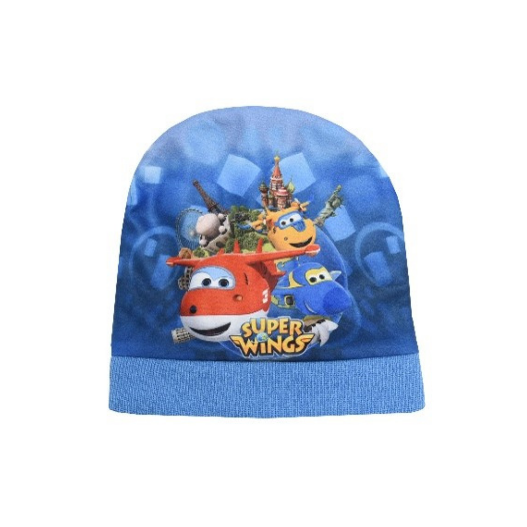 X - Super Wings vinterhue - Strikhue til børn - Onesize - Blå