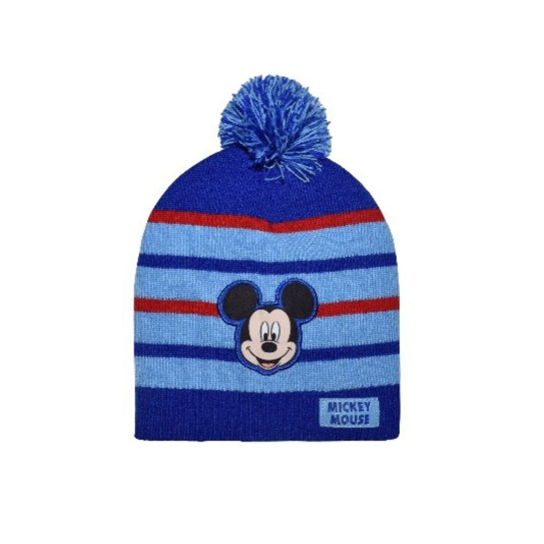 X - Mickey vinterhue - Strikhue til børn - Onesize - Blåstribet med Mickey