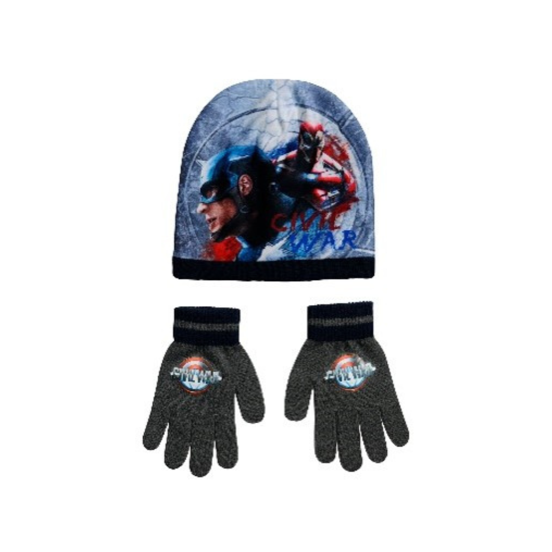 X - Captain America vinterhue og handsker - 2-pak - Onesize - Sort