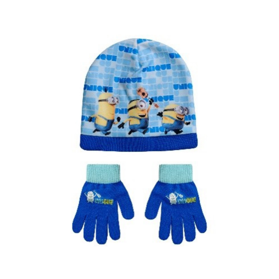 X - Minions vinterhue og handsker - 2-pak til børn - Onesize - Blå
