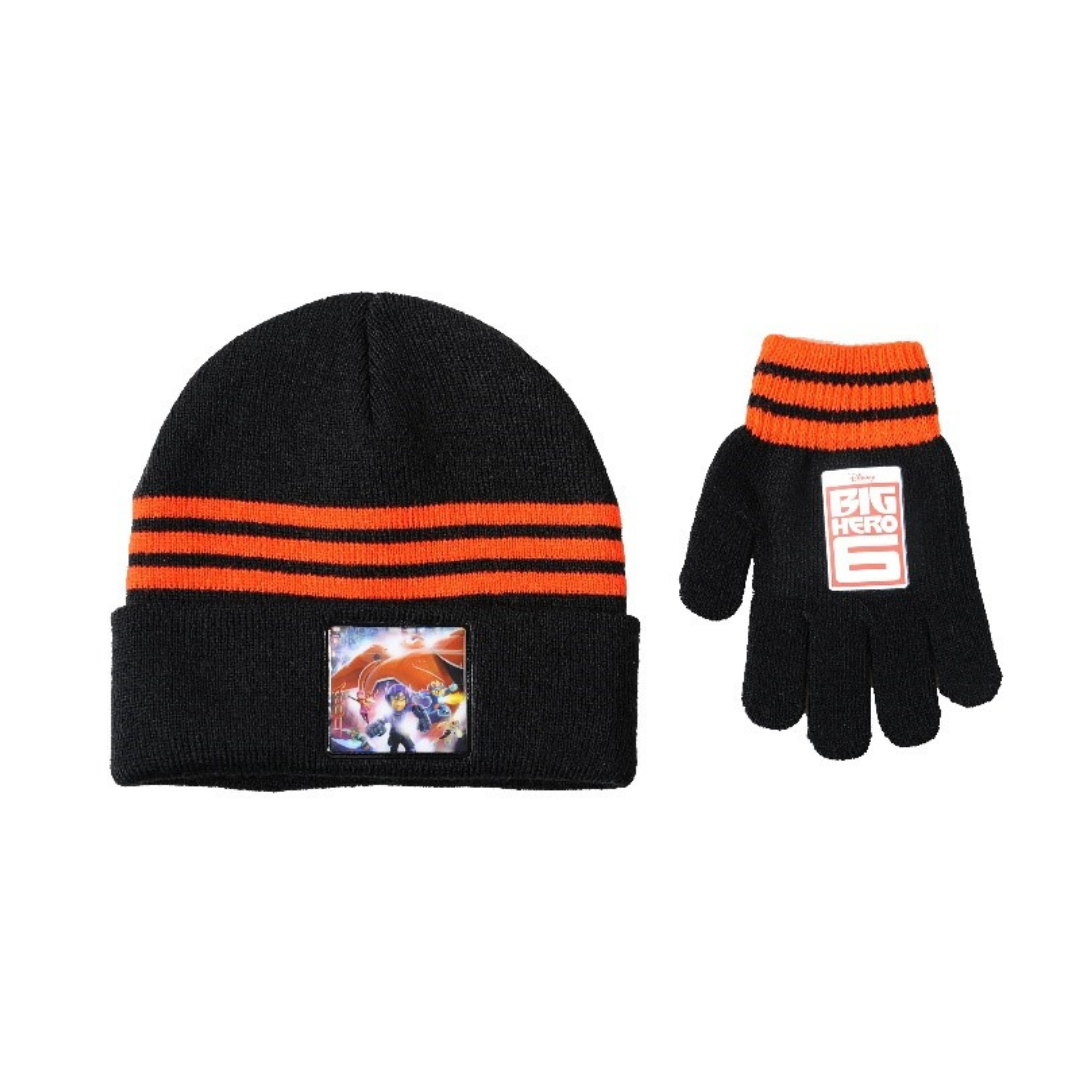 X - Big Hero vinterhue og handsker - 2-pak - Onesize - Sort Big Hero