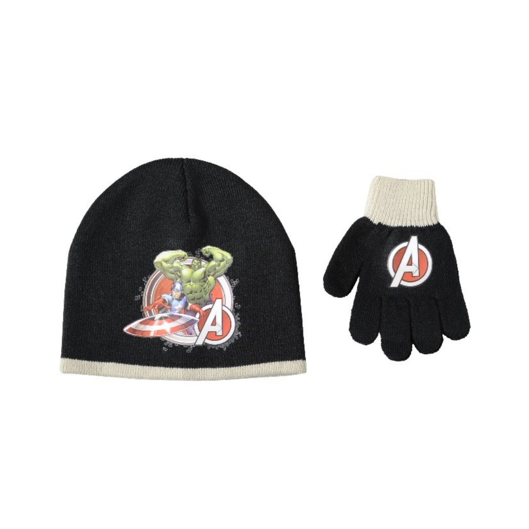 X - Avengers vinterhue og handsker - 2-pak - Onesize - Sort