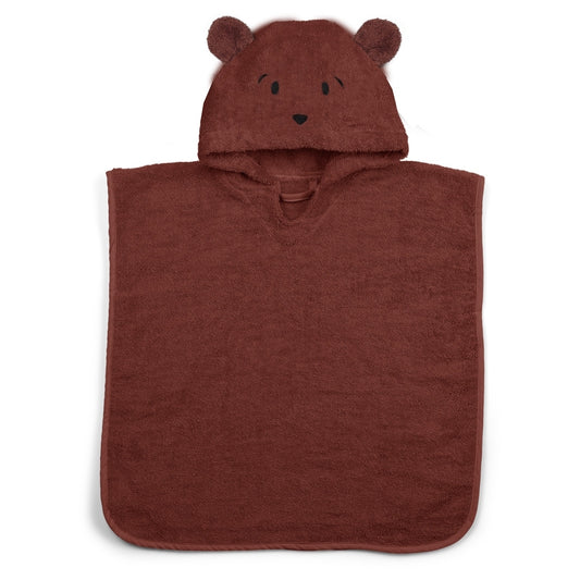 nuuroo - Børne poncho med hætte- 100% økologisk bomuld - Mahogany