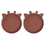 nuuroo - Silikone tallerken - 2-pak - 100% LFGB silikone - Mahogany giraf