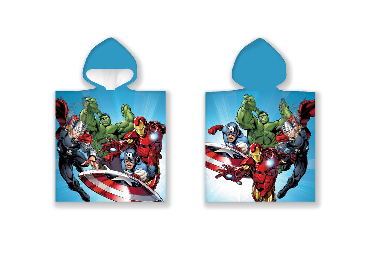 B - Poncho til børn - Børnehåndklæde med Avengers - 100% bomuld