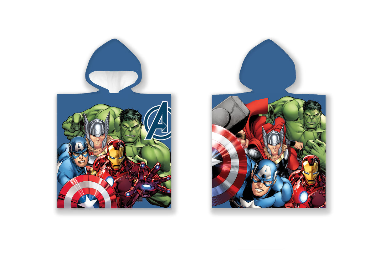 B - Poncho til børn - Børnehåndklæde med Avengers - 100% bomuld