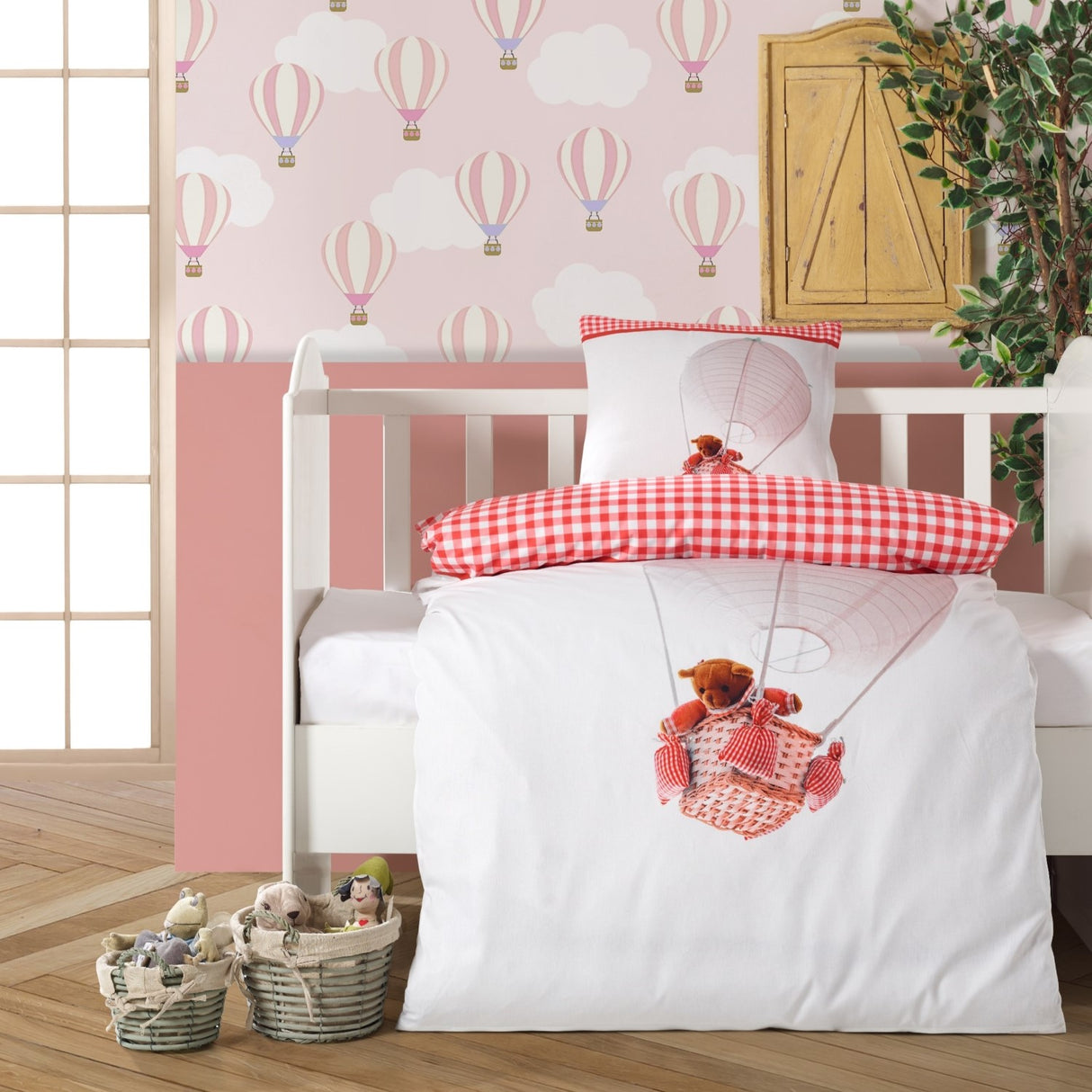 X - BySKAGEN - Juniorsengetøj - 100x140 cm - Pink ballon bjørn