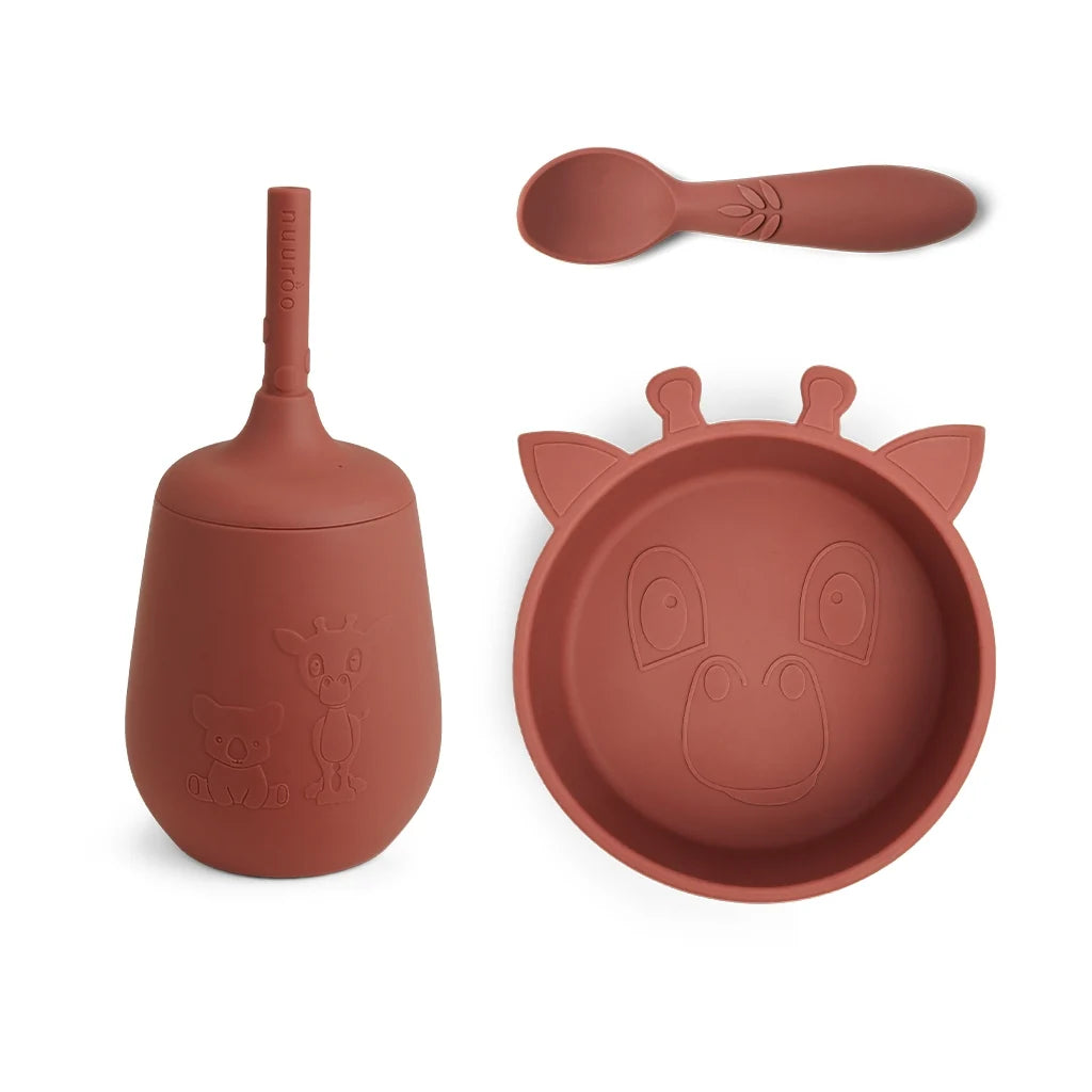 nuuroo - Silikone spisesæt - 3-pak - 100% LFGB silikone - Mahogany
