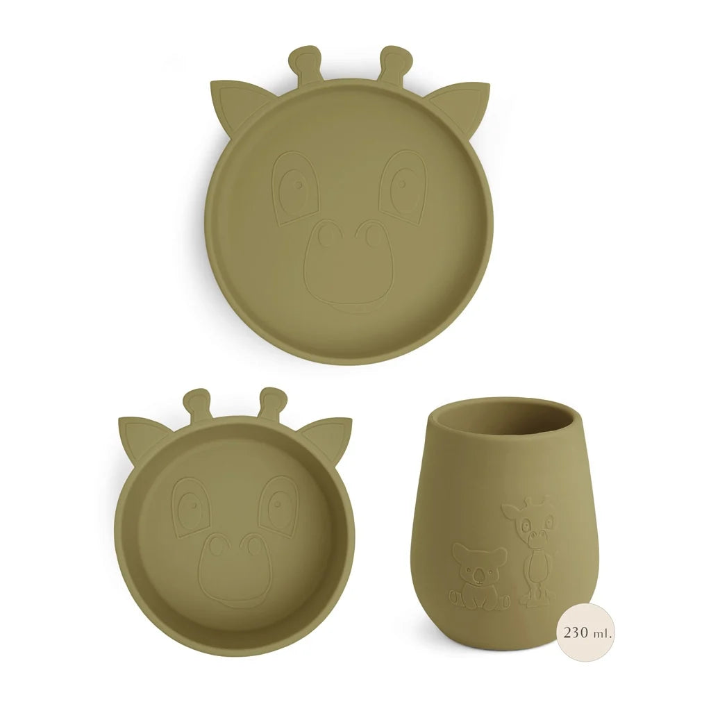 nuuroo - Silikone spisesæt - 3-pak - 100% LFGB silikone - Olive Green