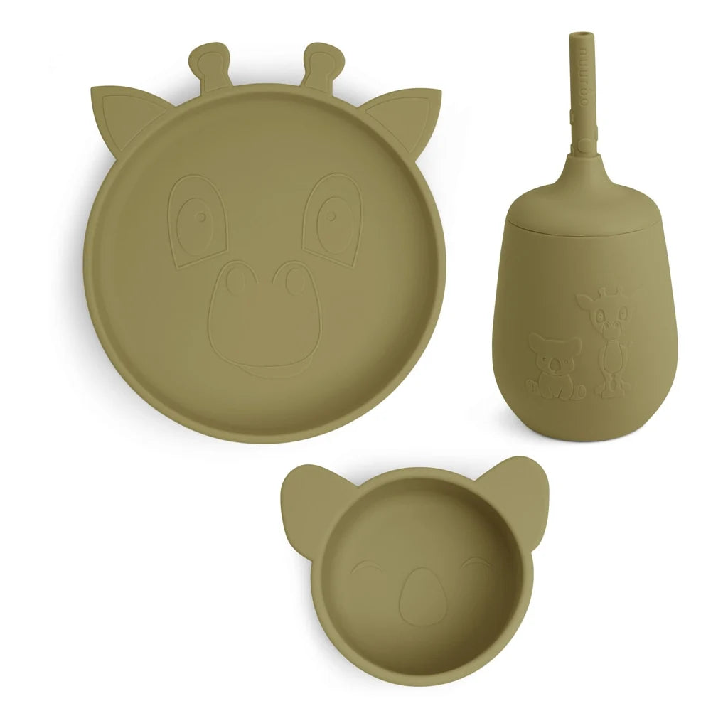 nuuroo - Silikone spisesæt - 3-pak - 100% LFGB silikone - Olive Green