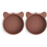 nuuroo - Dyb silikone tallerken - 2-pak - 100% LFGB silikone - Mahogany