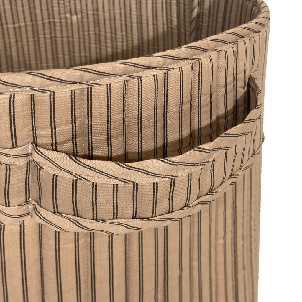nuuroo - Quiltet opbevaringskurv - 38 cm - Økologisk bomuld - Cream stripe