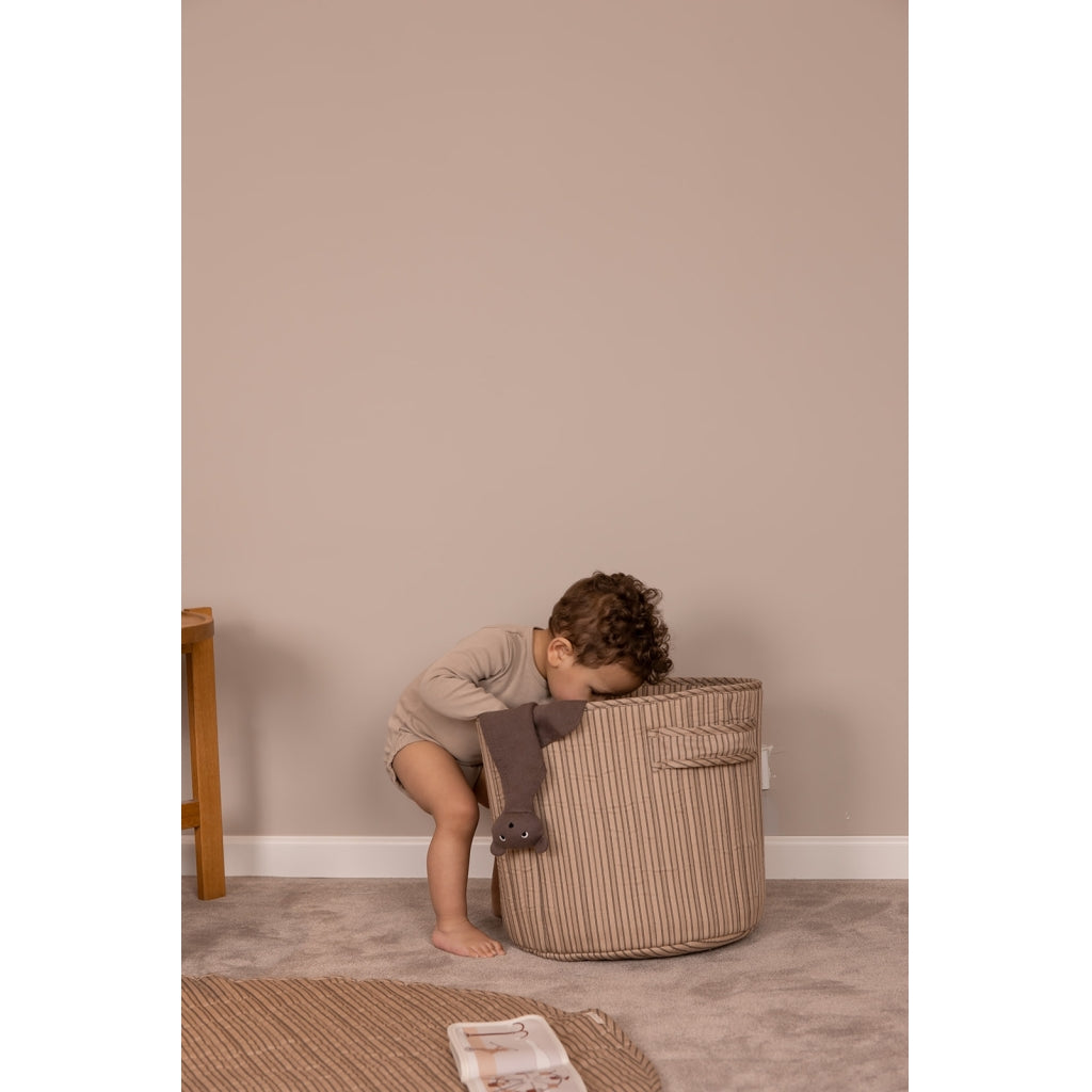 nuuroo - Quiltet opbevaringskurv - 38 cm - Økologisk bomuld - Cream stripe