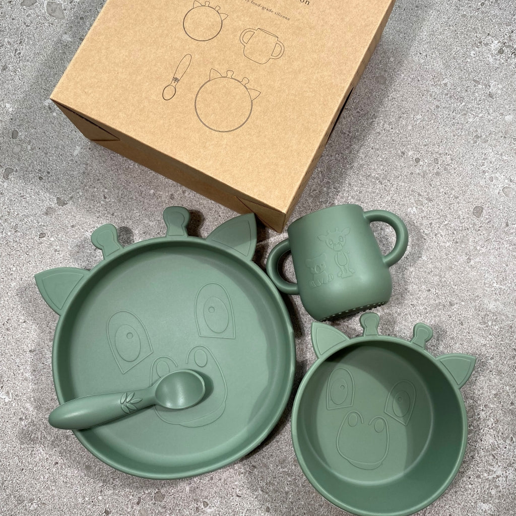 nuuroo - Silikone spisesæt - 4-pak - 100% LFGB silikone - Dusty Green