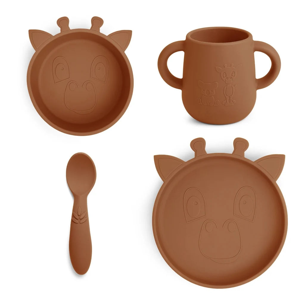 nuuroo - Silikone spisesæt - 4-pak - 100% LFGB silikone - Caramel Café