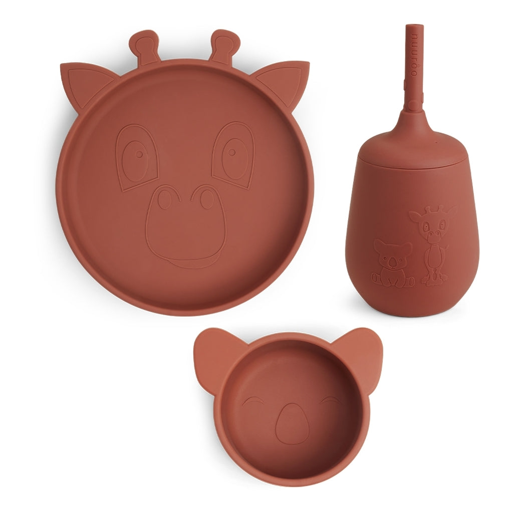 nuuroo - Silikone spisesæt - 3-pak - 100% LFGB silikone - Mahogany