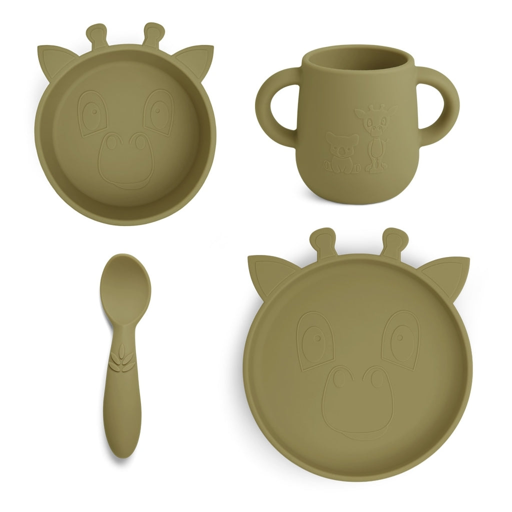 nuuroo - Silikone spisesæt - 4-pak - 100% LFGB silikone - Olive green
