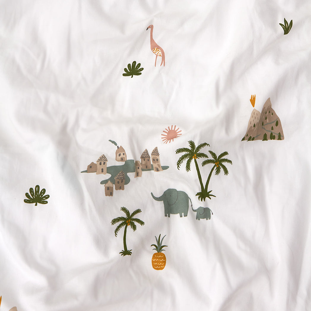 Roommate - Baby sengetøj - 100% økologisk bomuldssatin - 70x100 40x45 cm - Tropical
