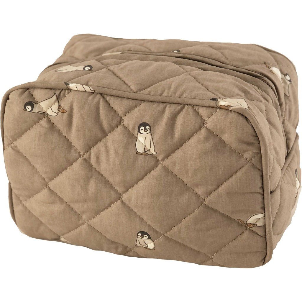 Petu Petu - Toilettaske - 25x17 cm - Beige med pingviner