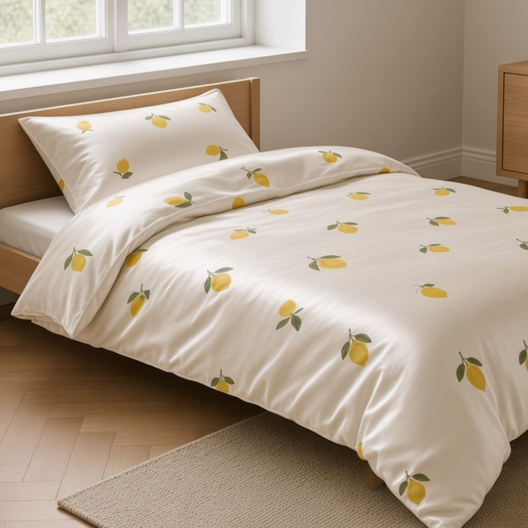 B - Senior sengetøj - 140x200 cm - Microfiber - Citroner