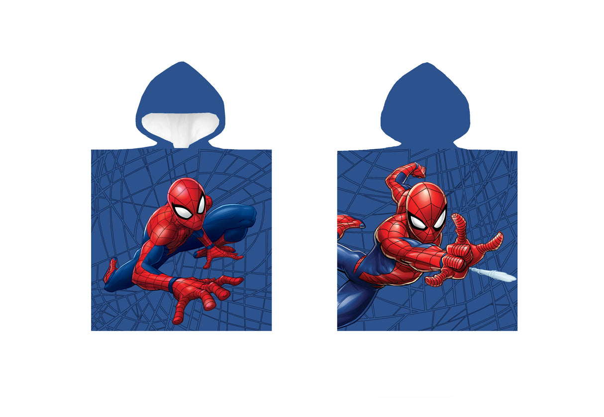 B - Poncho til børn - Børnehåndklæde med Spiderman - 100% bomuld