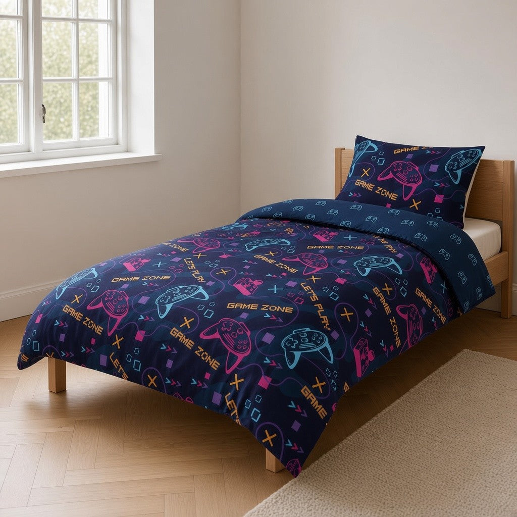 B - Senior sengetøj - 140x200 cm - Microfiber - Game zone