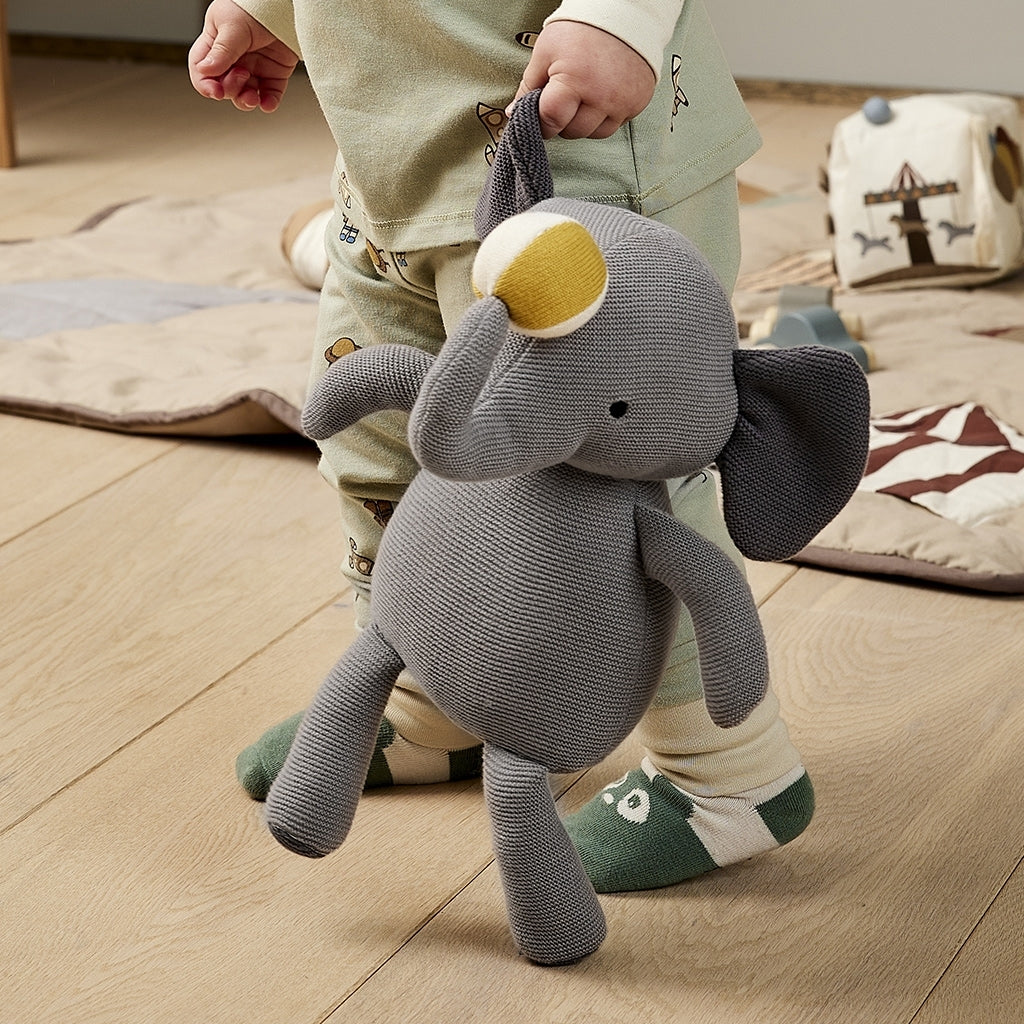nuuroo - Strikket elefant bamse - 100% økologisk bomuld - 29 cm - Grå